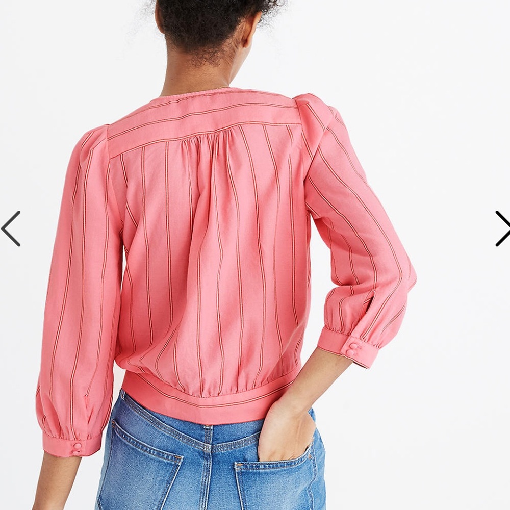 Madewell Wrap Top In Cecilia Stripe | Peony Pink - image 3